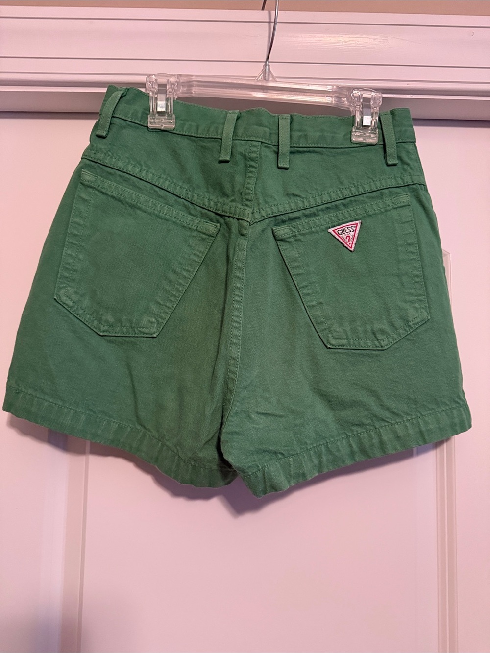 Guess Green High-Waist Cotton Shorts with Back Pocket Logo